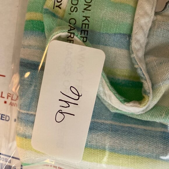 Womens Hot Cotton Striped Tank Top Green Yellow White M Linen Flaw - Picture 10 of 10